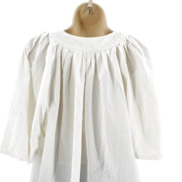 Pomander Place | NEW White Finley Coastal Flutter Sleeve Pleated Top Size M - Picture 7 of 8